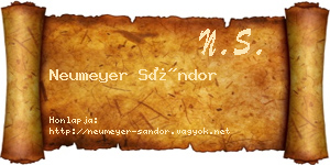 Neumeyer Sándor névjegykártya